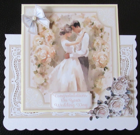 Floral Wedding Day 7 x 7 Shaped Card by Davina Rundle