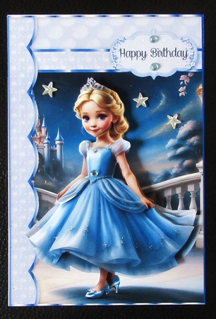 Sweet Little Princess Cinders A5 Card Front & Decoupage by Davina Rundle