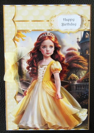 Sweet Little Princess Belle A5 Card Front & Decoupage by Davina Rundle