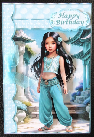 Sweet Little Princess Jasmine A5 Card Front & Decoupage by Davina Rundle
