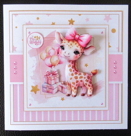 Cute Giraffe 1st Birthday Girl by Davina Rundle