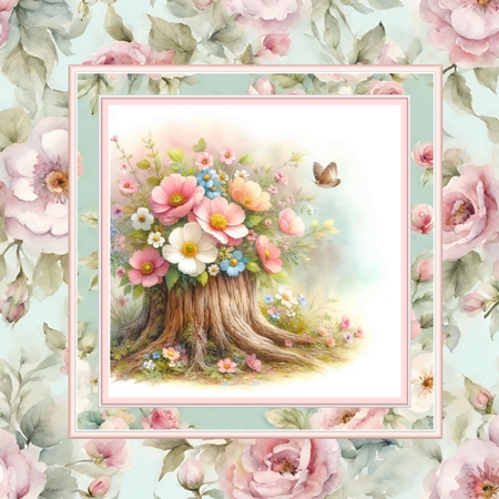 Floral Tree Stump by Davina Rundle
