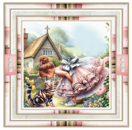 Little Girl And Her Cat Mini Page Kit by Davina Rundle