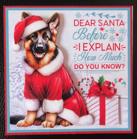 Dear Santa Decoupage Card Mini Kit 7x7 - German Shepherd  by Davina Rundle