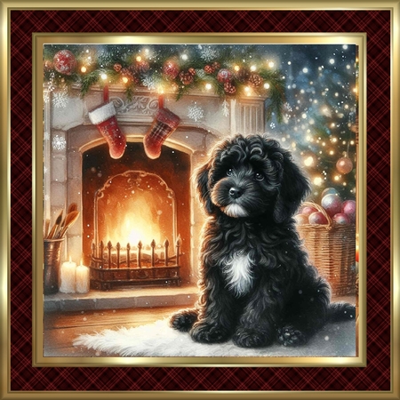 Christmas Fireside Pups 8 by Davina Rundle