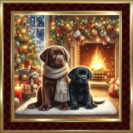 Christmas Fireside Pups 9 by Davina Rundle
