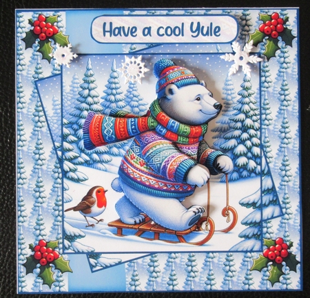 Christmas Polar Bear 8x8 by Davina Rundle