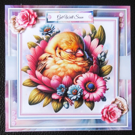 Cute Sleeping Floral Birds Mini Page Kit by Davina Rundle