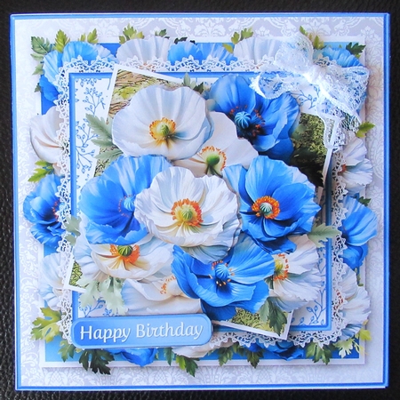 Blue and White Poppies - Layered Card Mini Kit by Davina Rundle
