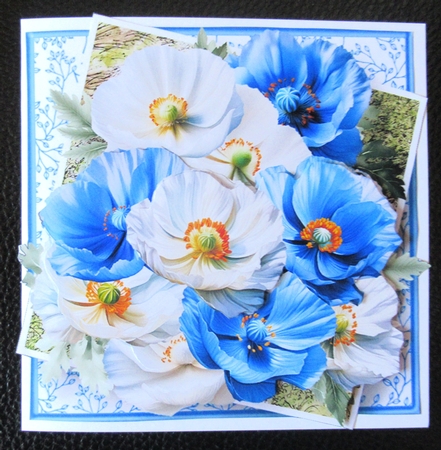 Blue and White Poppies - Layered Card Mini Kit by Davina Rundle