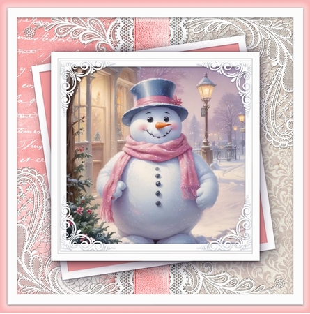 Pink snowman Topper kit  by Davina Rundle
