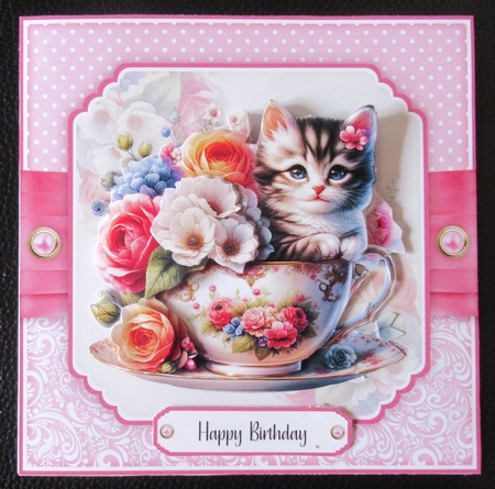 Kitten in a Teacup of Flowers Bumper Set by Davina Rundle