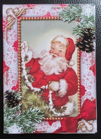 Santa Snow 7x5inch Picture Card Front and Frame by Davina Rundle