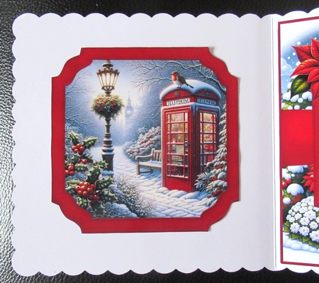 Festive telephone boxes 8x8 by Davina Rundle