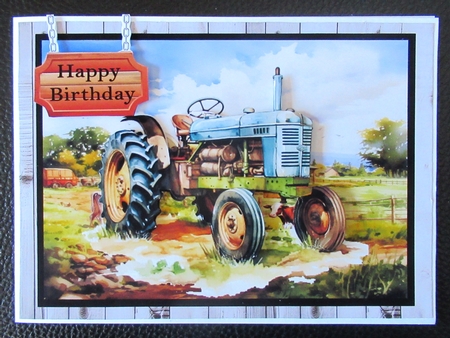 Decoupage Vintage Tractor - Blue by Davina Rundle