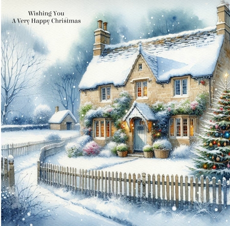 Watercolour Christmas Cottage and Village No.8 by Davina Rundle