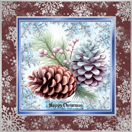 Pretty Pine Winter Cones Blue Snowflake 8X8 Frame by Davina Rundle
