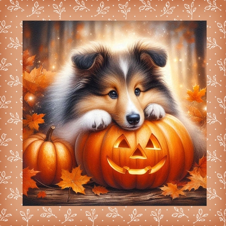Pumpkin Forest Dogs 2 by Davina Rundle