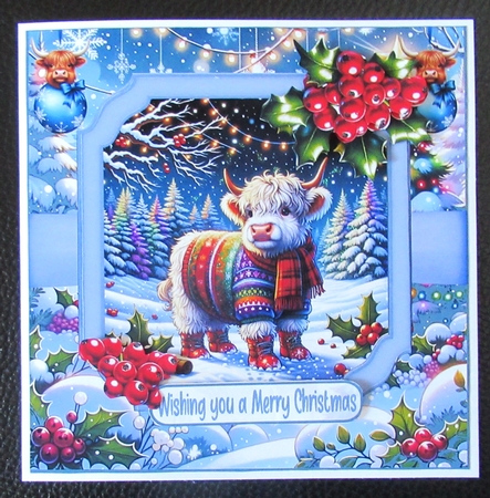 Christmas Highland Cows 7x7 by Davina Rundle