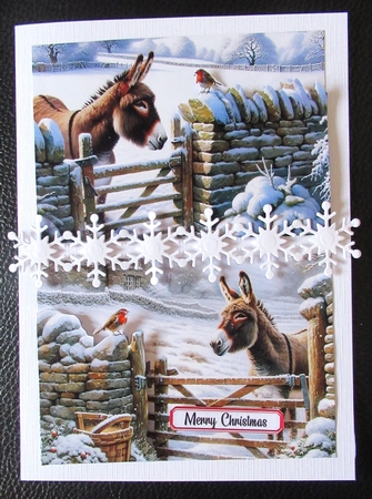 Donkey and Robin Winter Scene by Davina Rundle