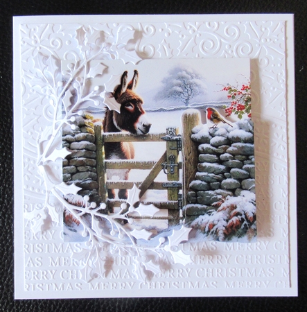 Donkey and Robin Winter Scene by Davina Rundle