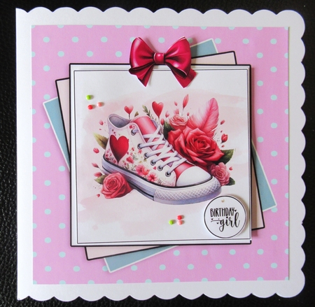 Girly Floral Kicks Card & Toppers Set by Davina Rundle