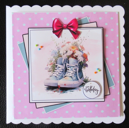 Girly Floral Kicks Card & Toppers Set by Davina Rundle