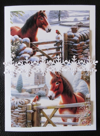 Horse and Robin Winter Scene by Davina Rundle