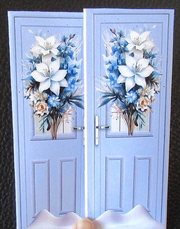 Pretty Christmas Scene,Snow House Blue Gate Fold (ONE) by Davina Rundle