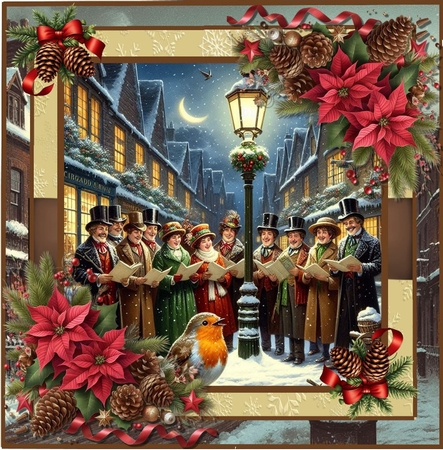 Victorian Carol singers 7x7 by Davina Rundle