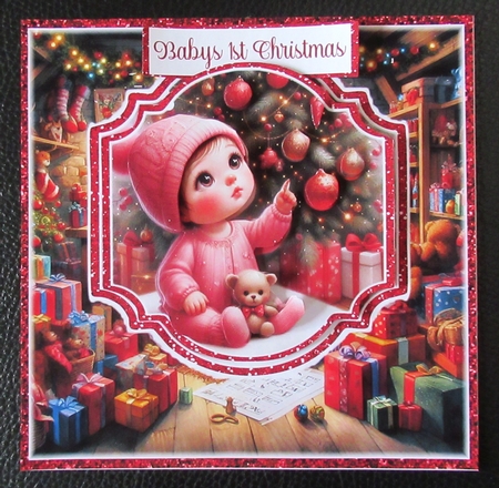 Baby Girls 1st Christmas 7 x 7 Card by Davina Rundle
