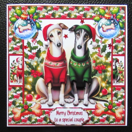 Festive Greyhounds 7x7 by Davina Rundle