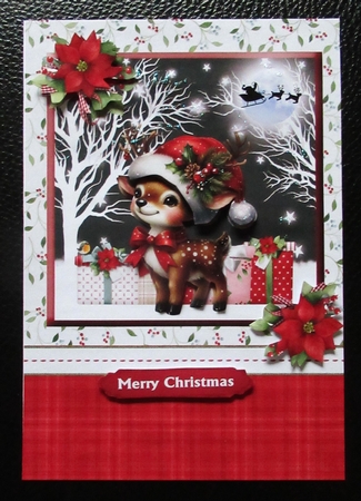 Reindeer Christmas card front & decoupage by Davina Rundle