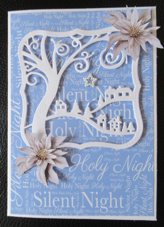 Silent Night Word Backing Paper on Medium Blue Background by Davina Rundle