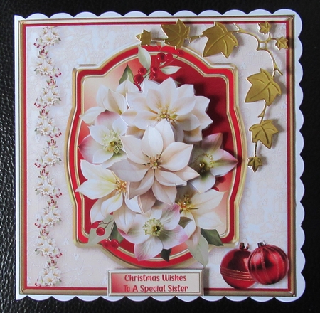 Cream Poinsettias - Decoupage Card Mini Kit by Davina Rundle