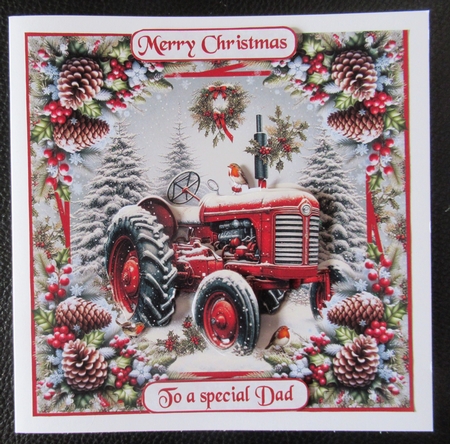 A red vintage christmas tractor by Davina Rundle