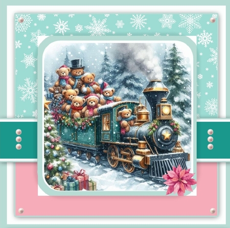 Winter Teddy Bear Card & Toppers Set by Davina Rundle