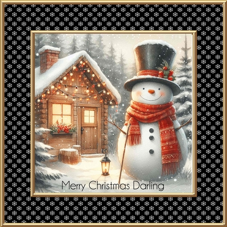 Winter Cabin Snowman  by Davina Rundle