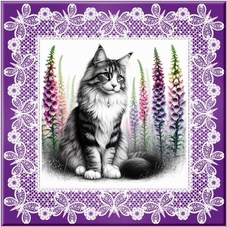 Fox Glove Cats 1 by Davina Rundle