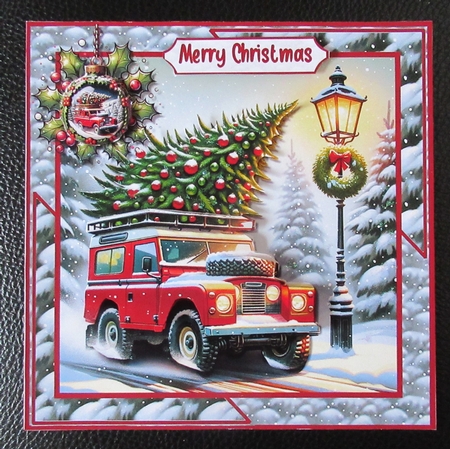 red 4x4 and Christmas tree by Davina Rundle