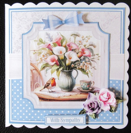 SYMPATHY FLOWERS WITH ROBIN by Davina Rundle