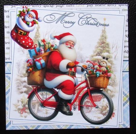 7x7 Santa bicycle delivery choice of four mini kit by Davina Rundle