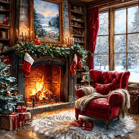 Comfy Cozy Christmas Fireside Chair by Davina Rundle