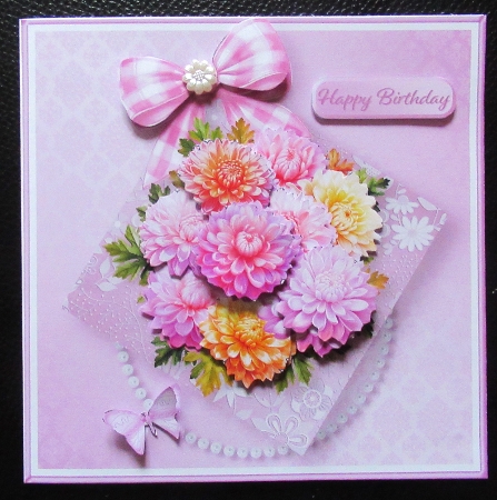 Pretty Dahlias - Decoupage Card Mini Kit by Davina Rundle