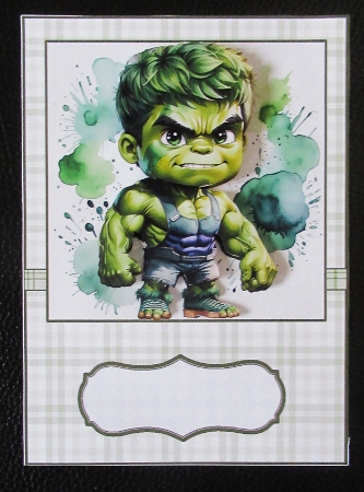 The Incredible Hulk A5 Card Front and Decoupage by Davina Rundle