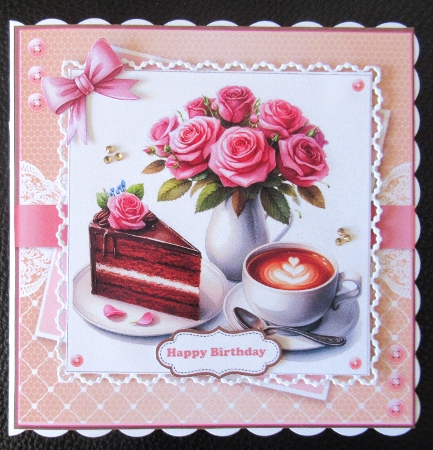 Roses Coffee Cups Card And Toppers Set by Davina Rundle