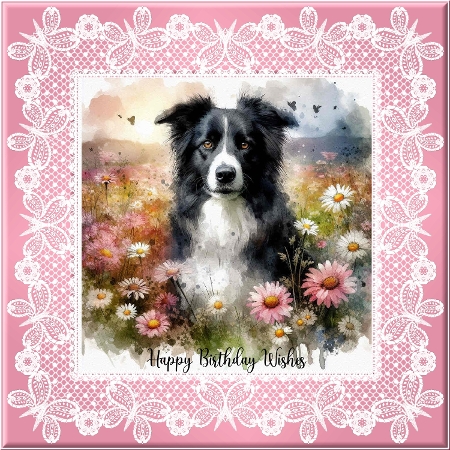 Watercolour Floral Dogs 5 by Davina Rundle