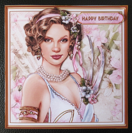 Art Deco Lady Lola 7x7 Quick Card Pink by Davina Rundle