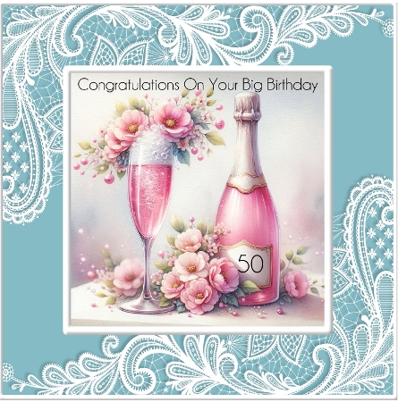 6x6 Pink Champagne Bubbles 1- Illustrations for Cardmakers & Designers   by Davina Rundle