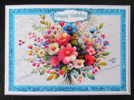 Floral Bouquet Birthday 5 x 7 Card by Davina Rundle